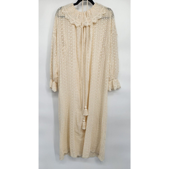 NWT Doen Persephone Embroidery Midi Dress Sz S Ivory Magnolia Semi Sheer #2J426 - Picture 2 of 15